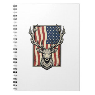 Vintage-Hirsch-Amerikanische-Flagge-Jagd-Shirt-Des Notizblock