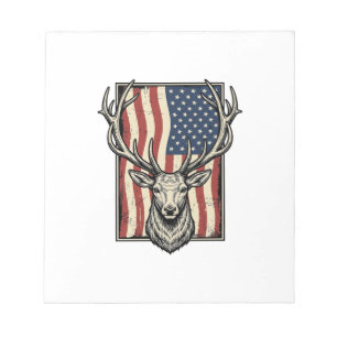Vintage-Hirsch-Amerikanische-Flagge-Jagd-Shirt-Des Notizblock
