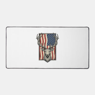 Vintage-Hirsch-Amerikanische-Flagge-Jagd-Shirt-Des Schreibtischunterlage