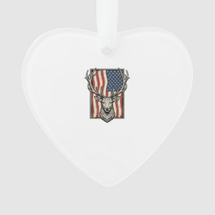 Vintage-Hirsch-Amerikanisches-Flagge-Jagd-Shirt-De Ornament