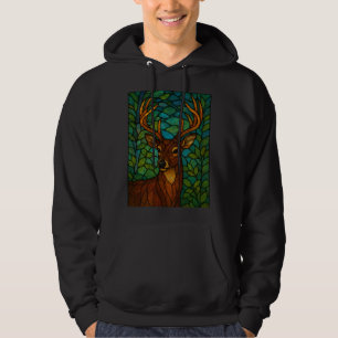 Vintage-Hirsch-Tiffany-Stil-Buntglas-Design Hoodie