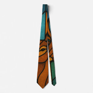 Vintage-Hirsch-Tiffany-Stil-Buntglas-Design Krawatte
