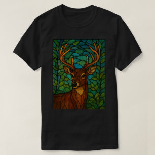 Vintage-Hirsch-Tiffany-Stil-Buntglas-Design T-Shirt