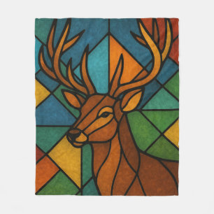 Vintage-Hirsch-Tiffany-Stil-Buntglas-Kunst Fleecedecke