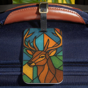 Vintage-Hirsch-Tiffany-Stil-Buntglas-Kunst Gepäckanhänger