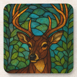 Vintage-Hirsch-Tiffany-Stil-Buntglas-Kunst Getränkeuntersetzer
