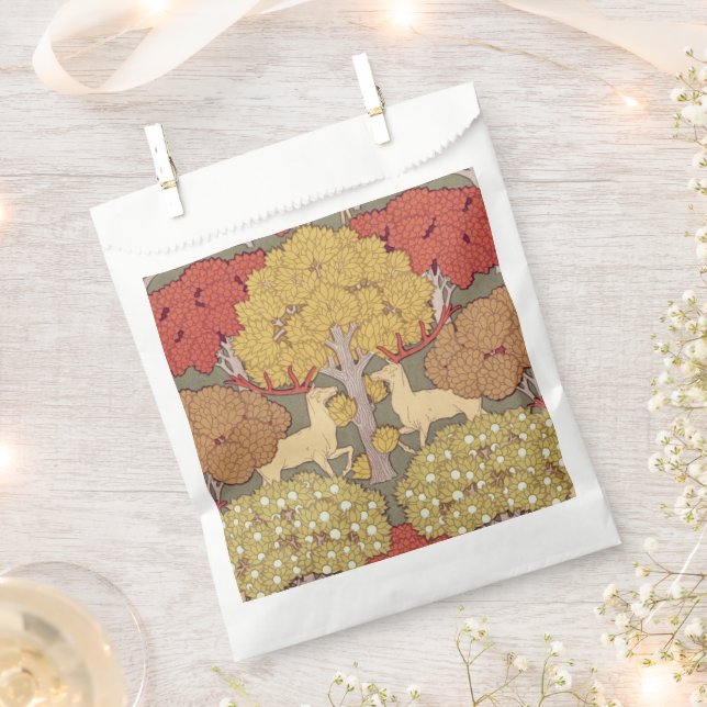 Vintage Hirsch Wald Sage Grün Muster Geschenktütchen (Ausgeschnitten)