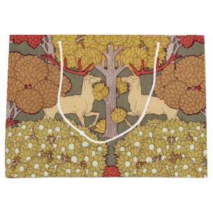 Vintage Hirsch Wald Sage Grün Muster Große Geschenktüte