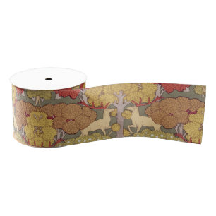 Vintage Hirsch Wald Sage Grün Muster Ripsband