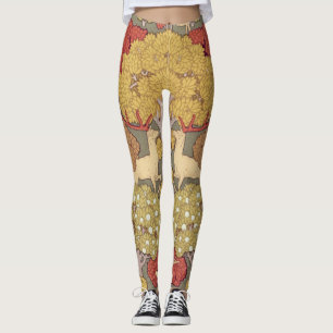 Vintage Hirsch Wald Salbei Grün Muster Leggings