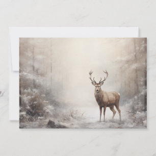 Vintage-Hirschwald-Winter-Schnee-Frohe-Weihnachten Feiertagskarte