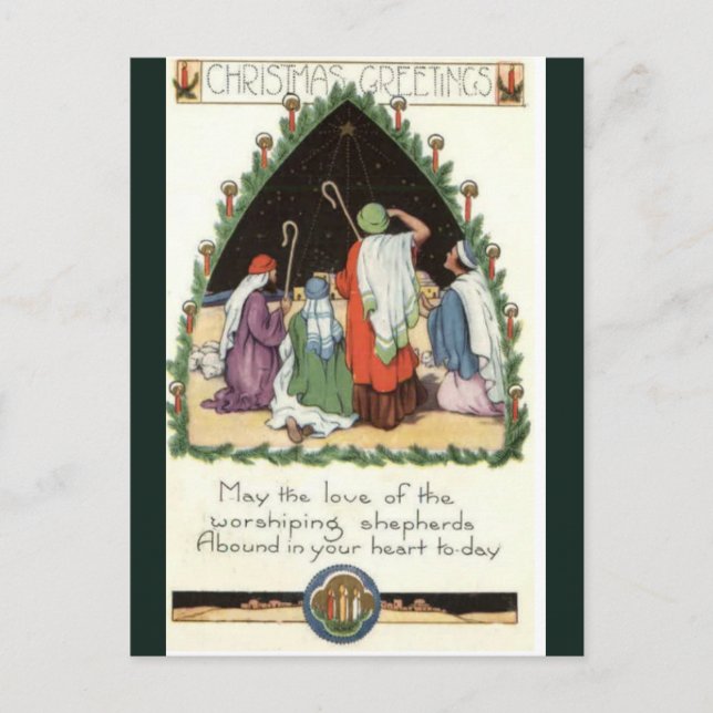 Vintage Hirten in Bethlehem Weihnachten beobachten Postkarte (Vorderseite)