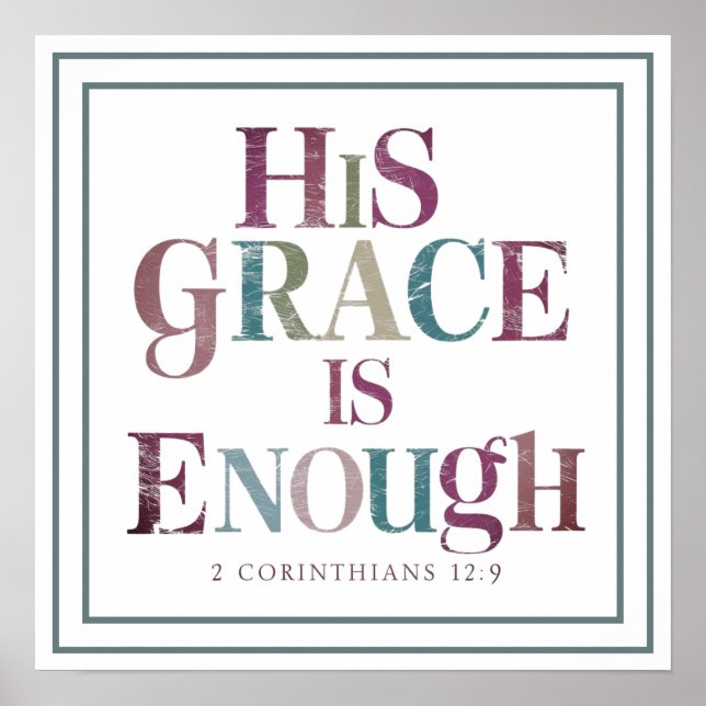 Vintage His Grace Is Enough Bold Scripture Quote Poster (Vorne)