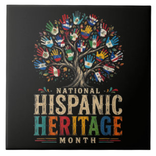 Vintage Hispanic Heritage Month Tree of Unity Fliese