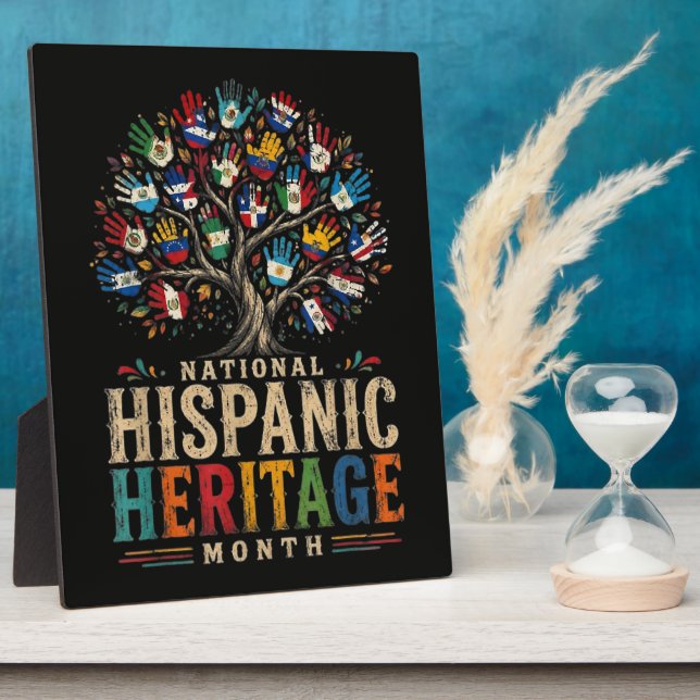 Vintage Hispanic Heritage Month Tree of Unity Fotoplatte (Seite)