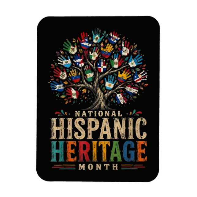 Vintage Hispanic Heritage Month Tree of Unity Magnet (Vertikal)