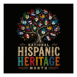 Vintage Hispanic Heritage Month Tree of Unity Poster