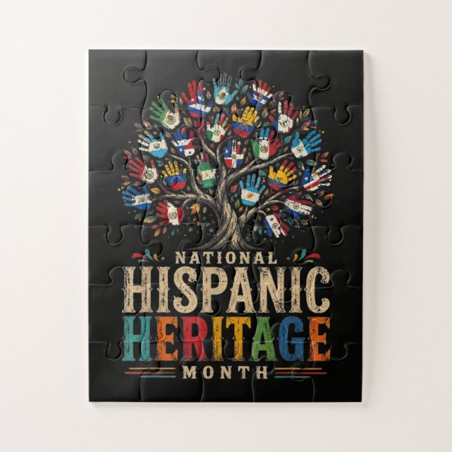 Vintage Hispanic Heritage Month Tree of Unity Puzzle (Vertikal)