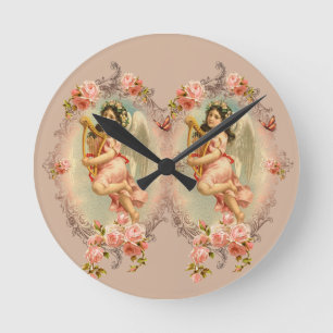 Vintage historische Rosenverzierung des Runde Wanduhr