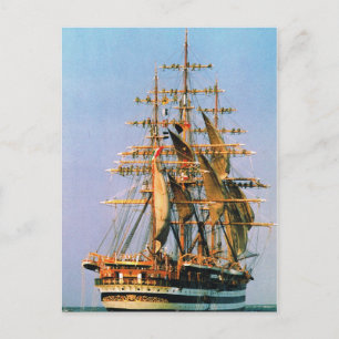 Vintage historische Schiffe, Amerigo Vespucci, Ita Postkarte