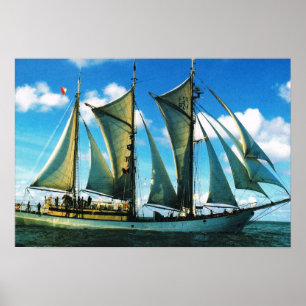 Vintage historische Schiffe, Polen, Zarwia Czarrny Poster
