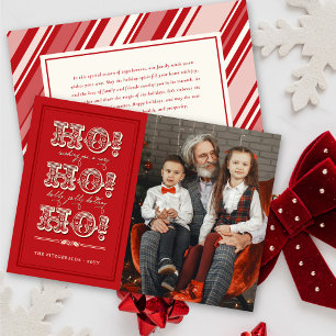 Vintage HO HO HO Holiday Fun Christmas Foto Card Feiertagskarte