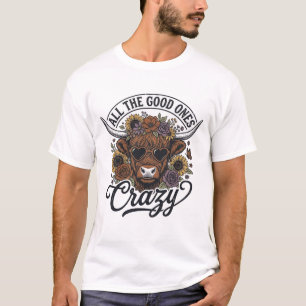 Vintage-Hochland-Kuh-Blumen-Crazy-Zitat-Design_1 T-Shirt