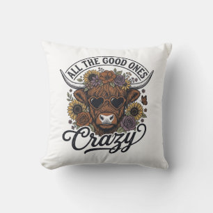 Vintage-Hochlandkuh-Blumen-Crazy-Zitat-Design_1 Kissen