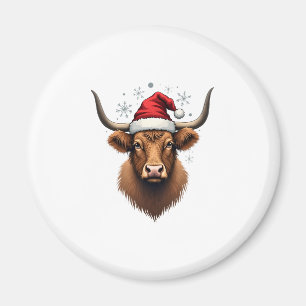 Vintage-Hochlandkuh-Weihnachtsdesign mit Santa-H Magnet
