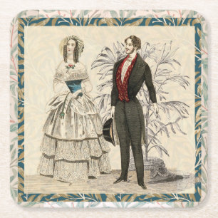 Vintage- Hochzeit 1844 viktorianische Ehe Kunstwer Rechteckiger Pappuntersetzer