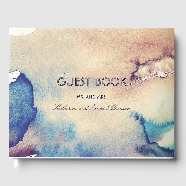 Vintage Hochzeit am Strand Gästebuch (Vorderseite)