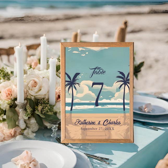 Vintage Hochzeit am tropischen Strand Tischnummer (Von Creator hochgeladen)