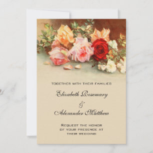 Vintage Hochzeit, antike Rose Blume Stillleben Einladung