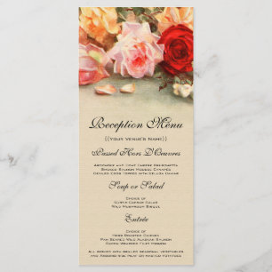Vintage Hochzeit, antike Rose Blume Stillleben Menükarte