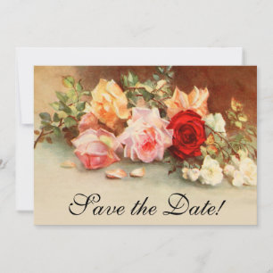 Vintage Hochzeit, antike Rose Blume Stillleben Save The Date