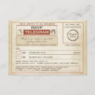 vintage Hochzeit-Antwortkarten mit Essenswahl RSVP Karte