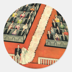 Vintage-Hochzeit, Art Deco Braut und Bräutigam Fri Runder Aufkleber