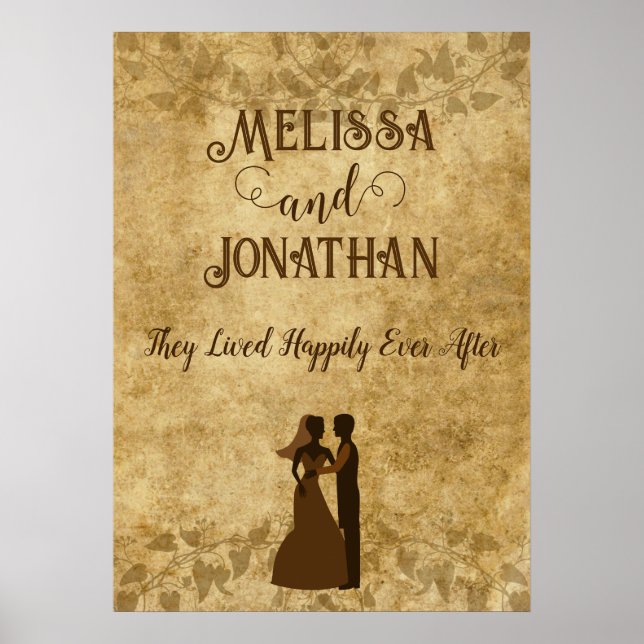 Vintage Hochzeit Brauerei glücklich immer wieder Poster (Vorne)