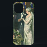 Vintage Hochzeit, Braut und Bräutigam mit Menorah Case-Mate iPhone Hülle<br><div class="desc">Vintage Illustration Liebe und romanische Hochzeitszeremonie mit einem Ehepaar,  das in einer schönen Synagoge mit Buntglasfenstern,  Blume und einer sieben Zweigstellen-Menorah heiraten wird. Die Braut trägt ein langes weißes Hochzeitskleid und der Bräutigam ist gut aussehend in seinem Smoking.</div>