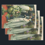 Vintage Hochzeit, Braut und Bräutigam mit Menorah Geschenkpapier Set<br><div class="desc">Vintage Illustration Liebe und romanische Hochzeitszeremonie mit einem Ehepaar,  das in einer schönen Synagoge mit Buntglasfenstern,  Blume und einer sieben Zweigstellen-Menorah heiraten wird. Die Braut trägt ein langes weißes Hochzeitskleid und der Bräutigam ist gut aussehend in seinem Smoking.</div>