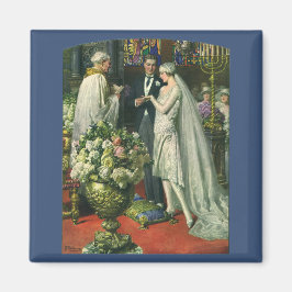 Vintage Hochzeit, Braut und Bräutigam mit Menorah Magnet