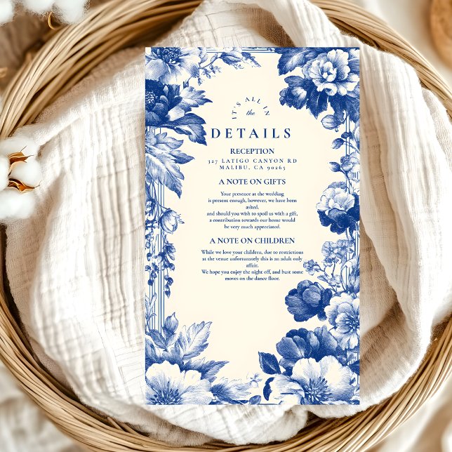 Vintage Hochzeit der Blauen Toile Begleitkarte (Von Creator hochgeladen)