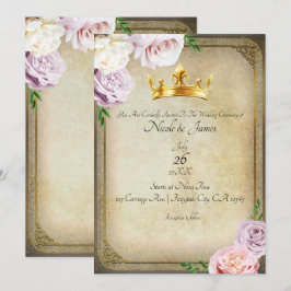 Vintage Hochzeit der königlichen Goldkrone Einladung