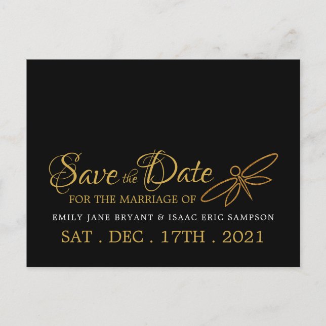 Vintage Hochzeit der Libellen-Libelle Ankündigungspostkarte (Vorderseite)