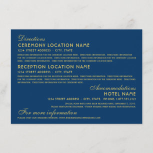 Vintage Hochzeit der Marine und der Golden Art Dec Begleitkarte