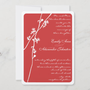 Vintage Hochzeit der Roten Wildblume Einladung