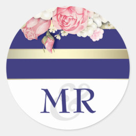 Vintage Hochzeit der Seestreitkräfte Runder Aufkleber