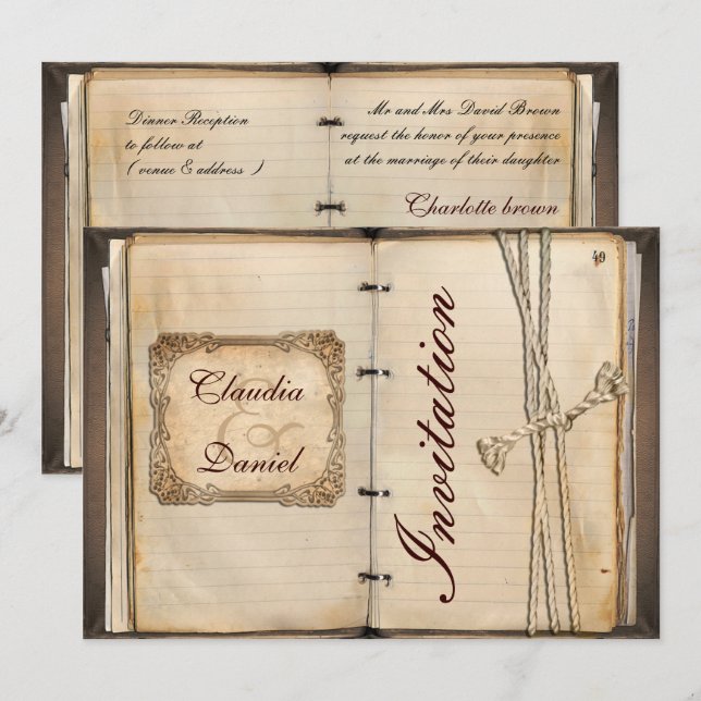 Vintage Hochzeit Einladung Karten (Vorne/Hinten)