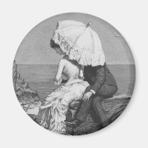 Vintage-Hochzeit, Frischvermählte am Strand Magnet