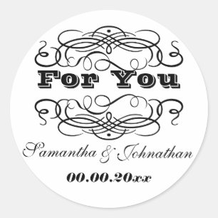 Vintage Hochzeit Gefallen "For you" Runder Aufkleber